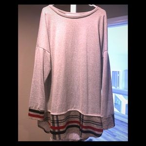 Plus size Gray long sleeve top with plaid bottom